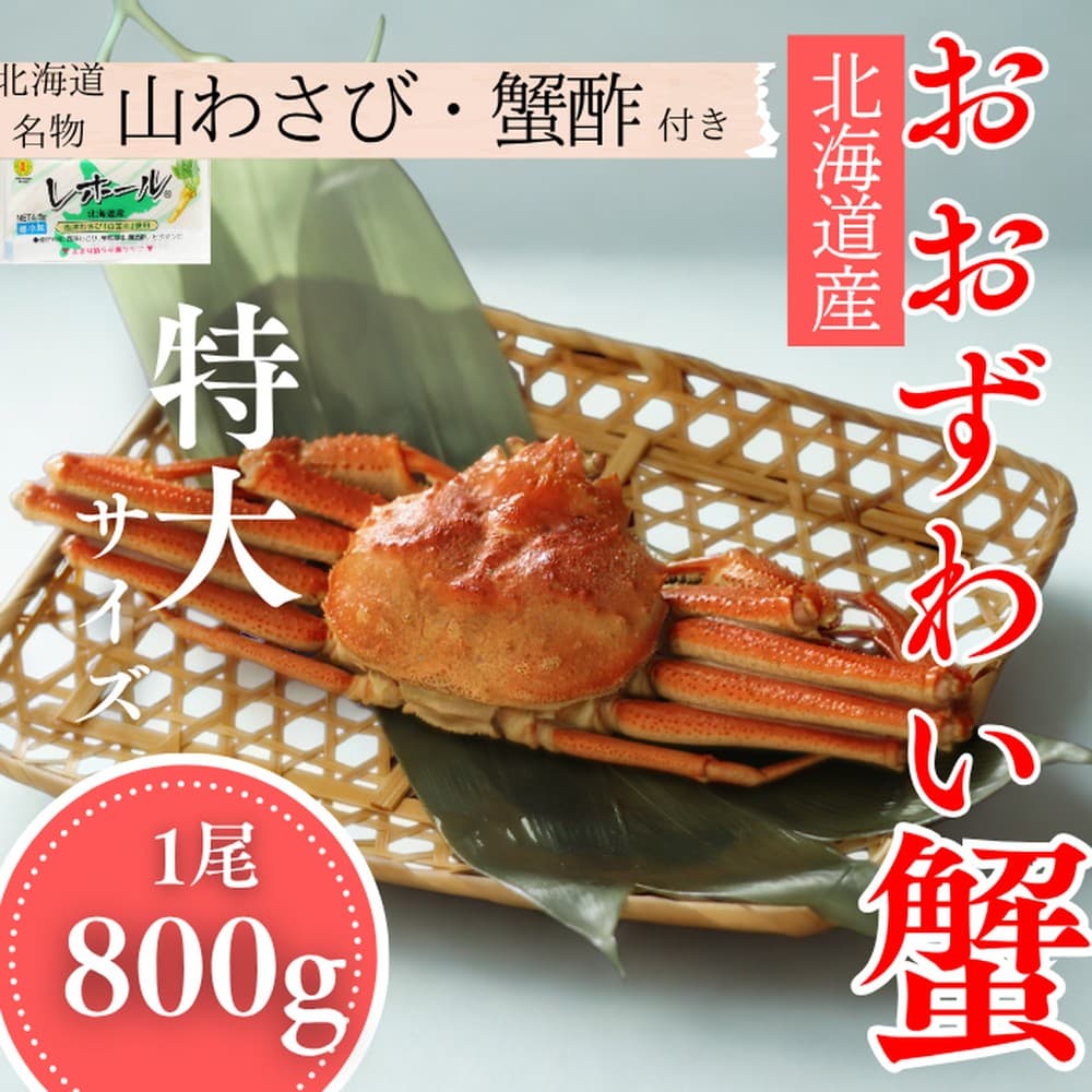 20-290 【年内発送12月15日入金まで】【北海道産】特大サイズ オオズワイガニ姿 800g以上1尾 | 蟹酢・山わさび付 かに おおずわいがに within2025