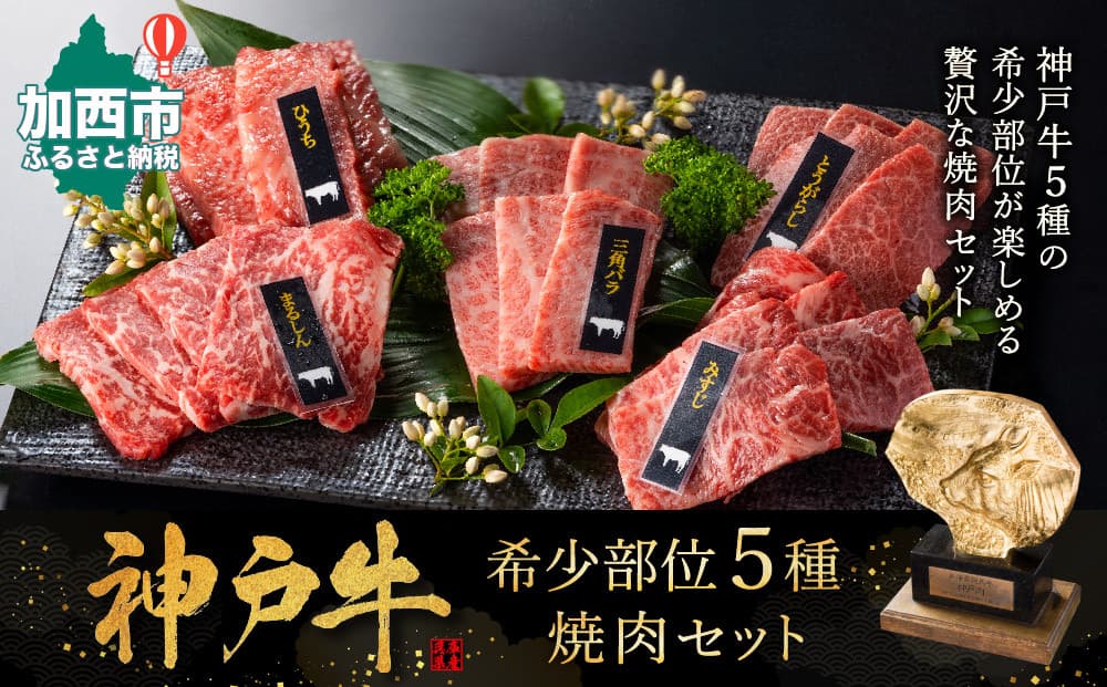 神戸牛 希少部位 焼肉セット 5種 計1.2kg ミスジ ヒウチ 三角バラ トウガラシ マルシン
