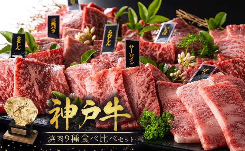 期間限定寄附額 神戸牛 焼肉 食べ比べ 9種 計1440g(各80g×2パック×9種) ゆず山椒付き
