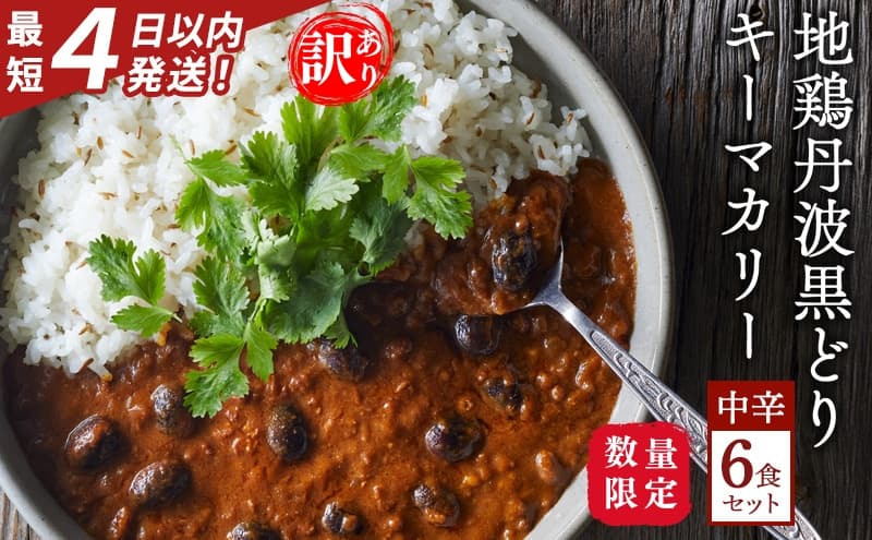 数量限定 訳あり 特別寄附額 キーマカレー 地鶏丹波黒どりと京都府産黒大豆のキーマカリー 6食 セット 詰め合わせ レトルトカレー レトルト食品 レトルト レトルトパウチ 常温保存 防災 防災食 非常食 カレー